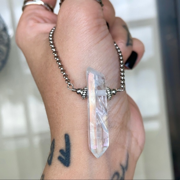 Genuine aura crystal quartz chocker boho necklace - Picture 7 of 12